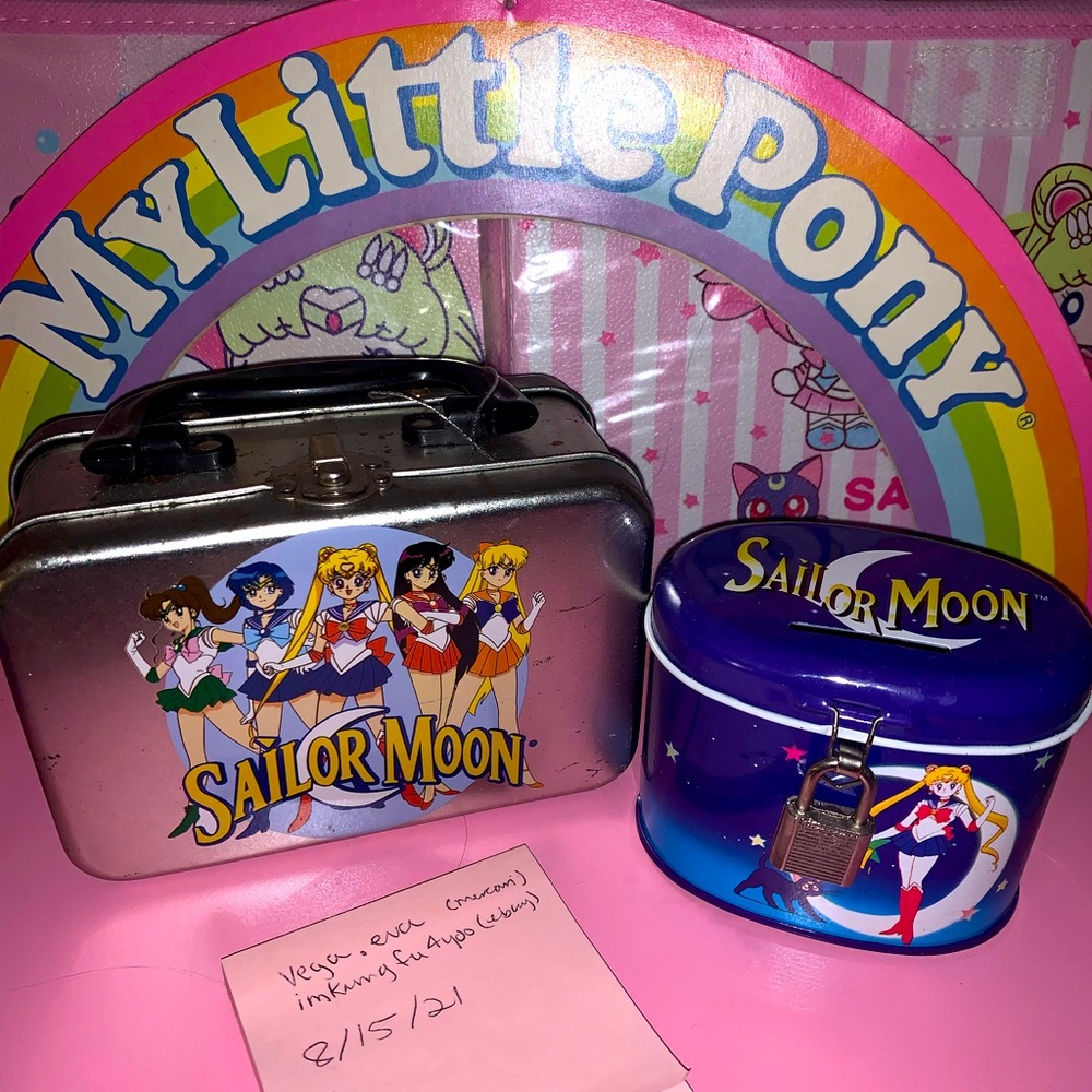 Sailor moon VTG Tin set case box Coin bank Vintage